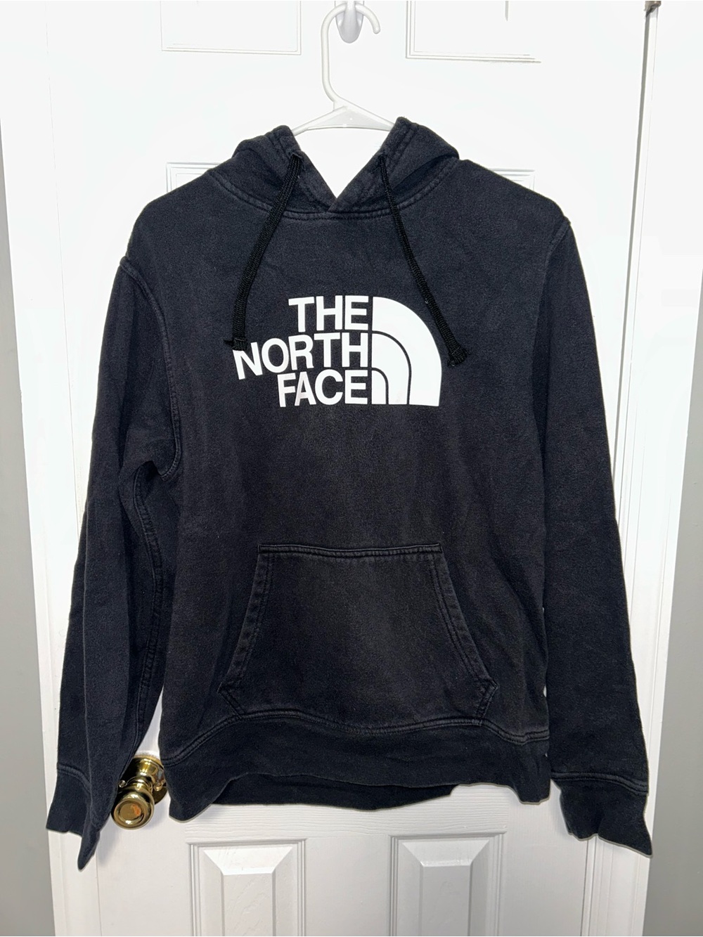 The North Face Men's Black Pullover Crewneck Hoodie with White Logo